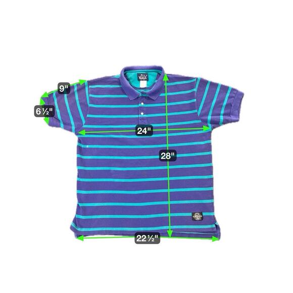 Vintage Woolrich Polo Shirt Blue Purple Stripes 90s Teal Vtg - Picture 8 of 8